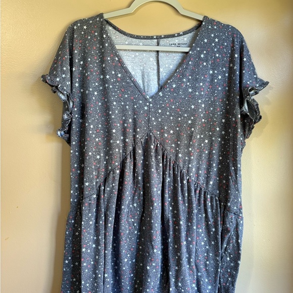 Lane Bryant Charcoal Starry V-Neck Blouse - Picture 1 of 3